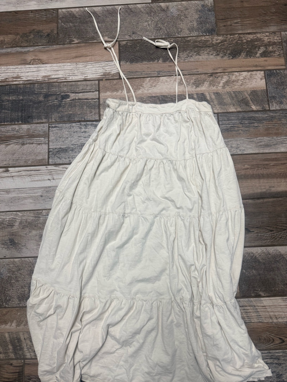 American Eagle Outfitters Cream Tiered Maxi Dress